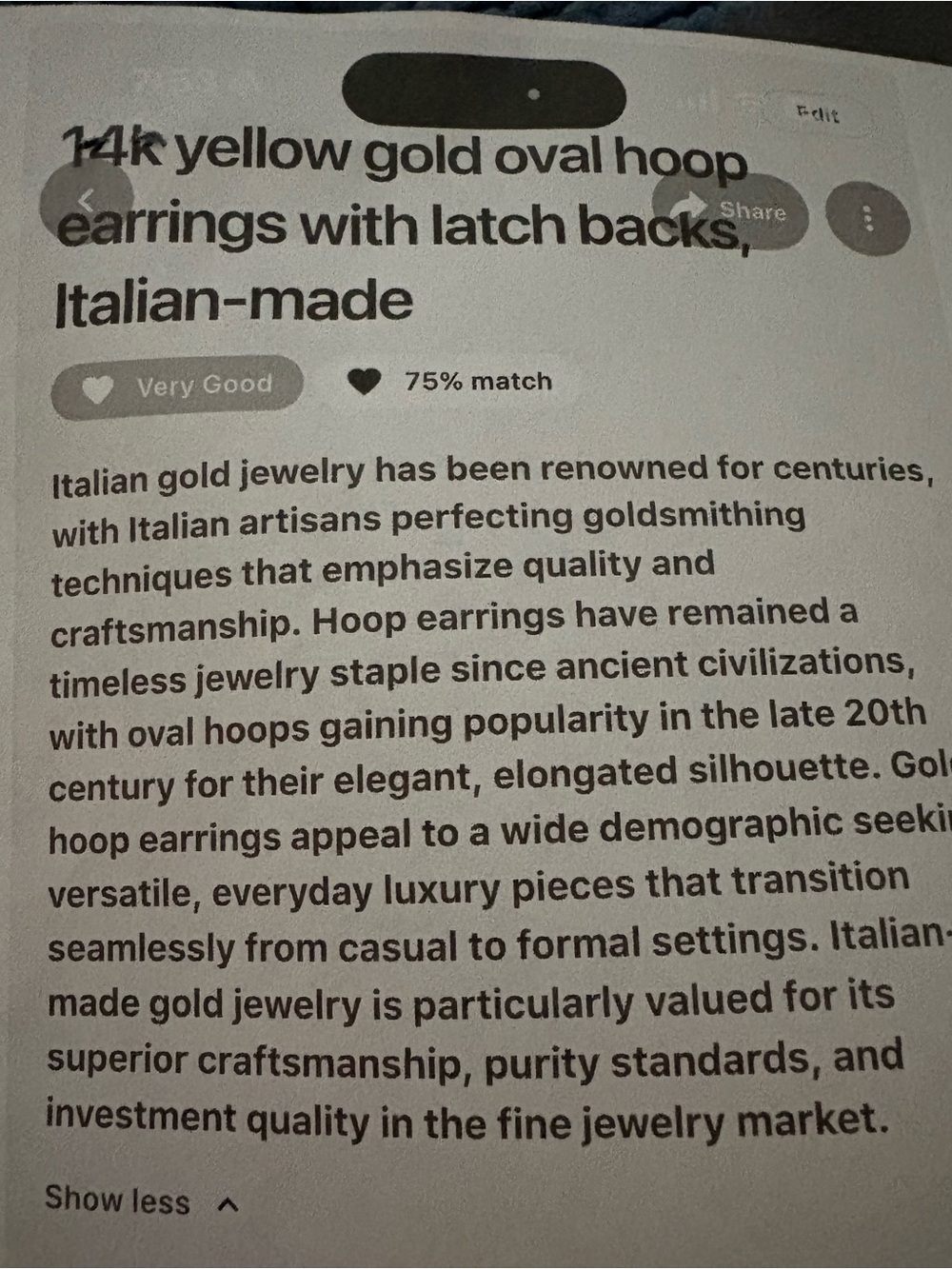 14K yellow Gold Oval Hoop earrings with latch backs. - Picture 2 of 11